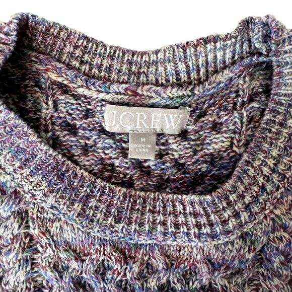 J. Crew Lavender Wool Marled Cable Knit Crewneck Sweater Women's Size Medium - Picture 5 of 6